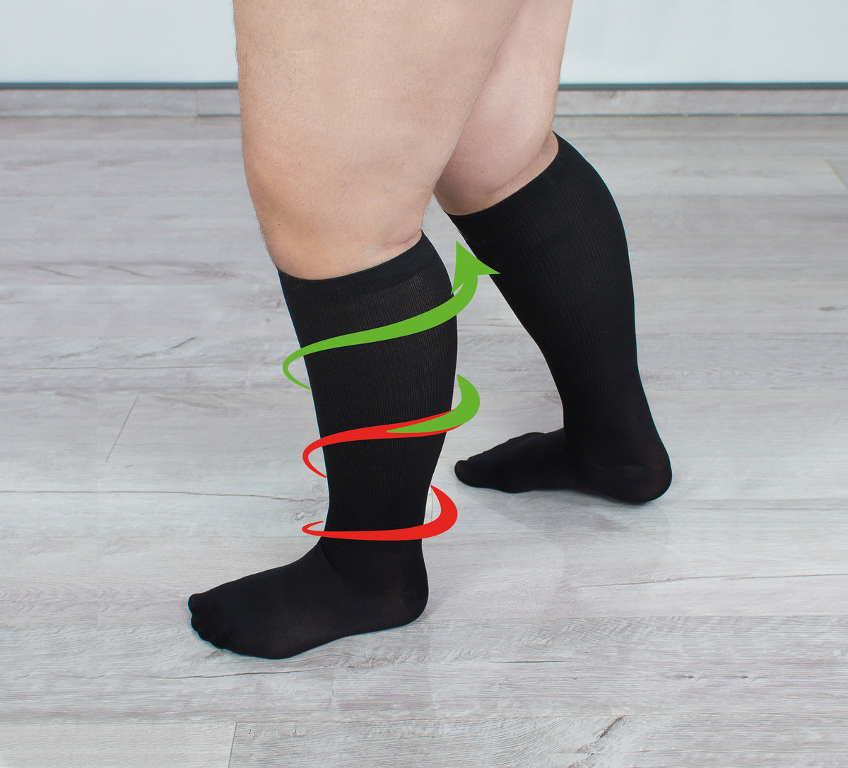 Reisestützstrümpfe XXL extra breite Beinweite schwarz DOPPELPACK
